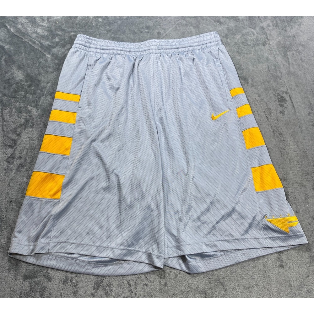 Nike Dri Fit Shorts Mens 2XL Gray Basketball Mesh Geometric Side Panel Warm Up